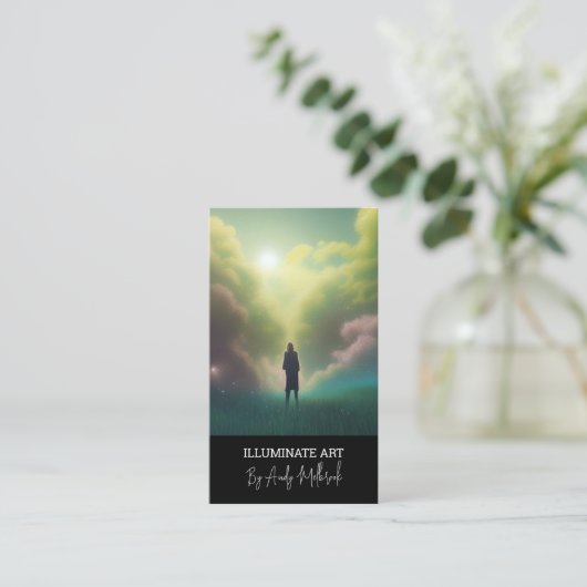 Editierbarer Illustrationskünstler QR-Code Visitenkarte (Stehend Vorderseite)