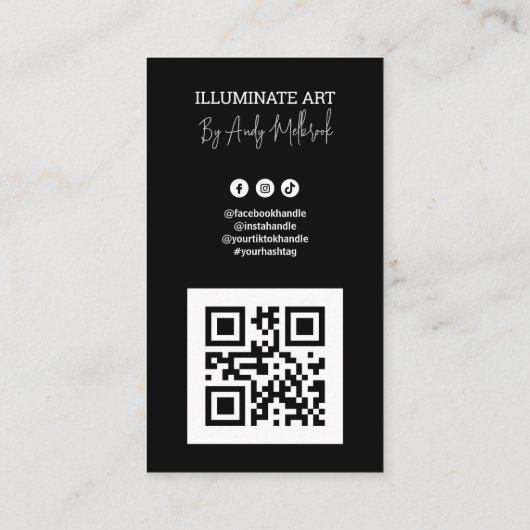 Editierbarer Illustrationskünstler QR-Code Visitenkarte (Rückseite)