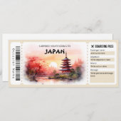 Editierbarer Japan Flugzeug Boarding Pass Einladung (Vorne/Hinten)