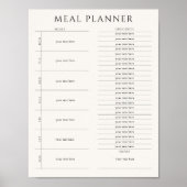 Editierbarer, moderner, wöchentlicher Essensplaner Poster (Vorne)