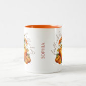 Editierbarer Name Niedlich Orange Pumpkin Patch Fa Zweifarbige Tasse (Mittel)