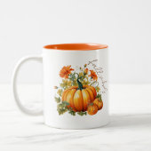 Editierbarer Name Niedlich Orange Pumpkin Patch Fa Zweifarbige Tasse (Links)