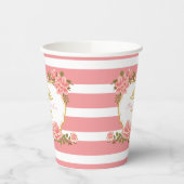 Editierbarer Name, Rosa BlumenPrinzessin Geburtsta Pappbecher (Links)