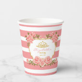 Editierbarer Name, Rosa BlumenPrinzessin Geburtsta Pappbecher (Vorderseite)