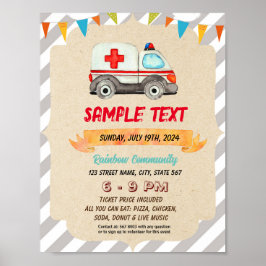 Editierbarer niedlicher Ambulance-Flyer Poster