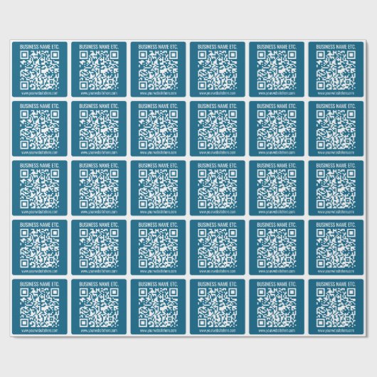 Editierbarer Ocean Blue QR-Code Geschenkpapier (Flach)