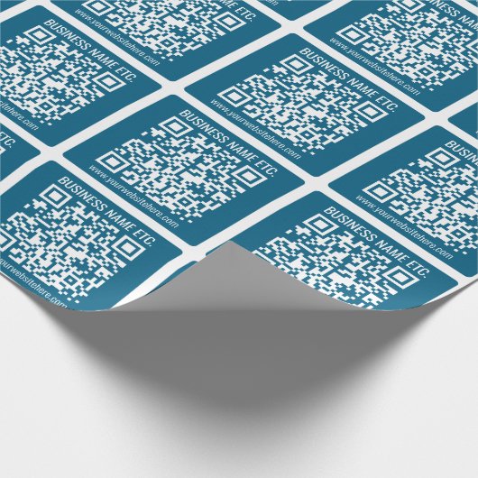 Editierbarer Ocean Blue QR-Code Geschenkpapier (Ecke)