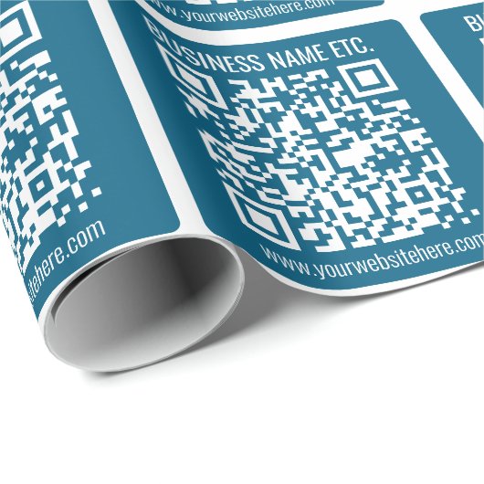 Editierbarer Ocean Blue QR-Code Geschenkpapier (Rolleneckpunkt)