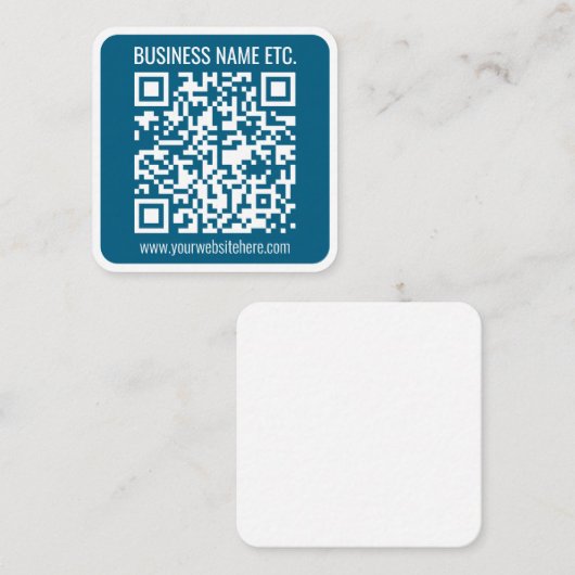 Editierbarer Ocean Blue QR-Code Mitteilungskarte (Vorne/Hinten)
