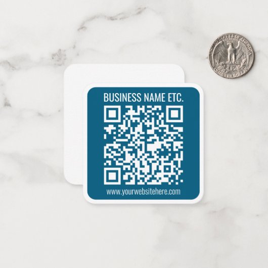 Editierbarer Ocean Blue QR-Code Mitteilungskarte (Vorderseite/Rückseite Beispiel)