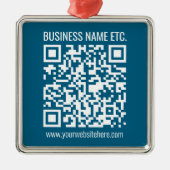 Editierbarer Ocean Blue QR-Code Ornament Aus Metall (Vorne)