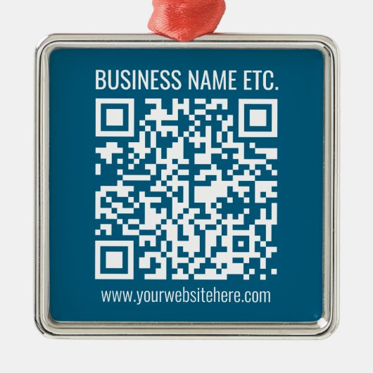 Editierbarer Ocean Blue QR-Code Ornament Aus Metall (Vorne)