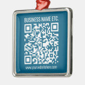 Editierbarer Ocean Blue QR-Code Ornament Aus Metall (Links)