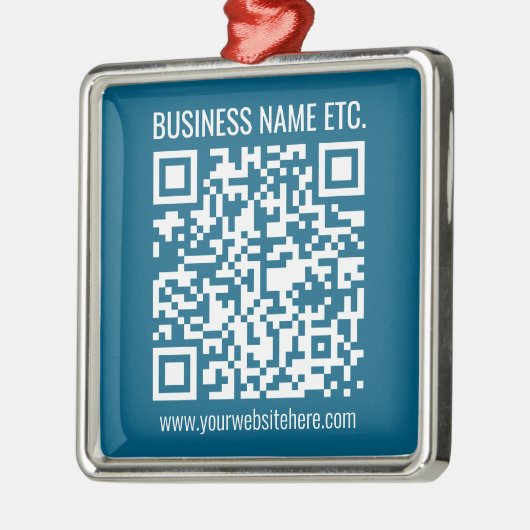 Editierbarer Ocean Blue QR-Code Ornament Aus Metall (Links)