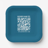 Editierbarer Ocean Blue QR-Code Pappteller (Vorderseite)