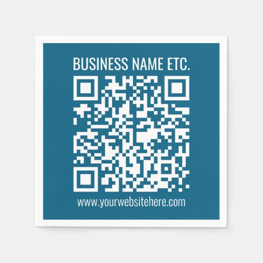 Editierbarer Ocean Blue QR-Code Serviette (Vorderseite)