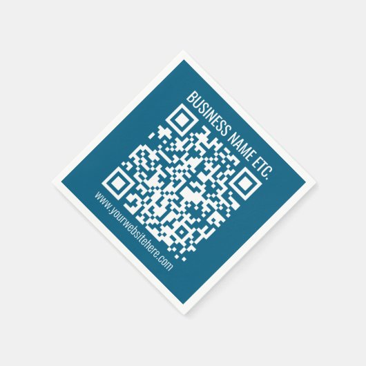 Editierbarer Ocean Blue QR-Code Serviette (Ecke)