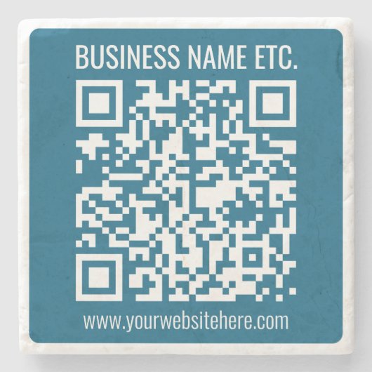 Editierbarer Ocean Blue QR-Code Steinuntersetzer (Vorderseite)