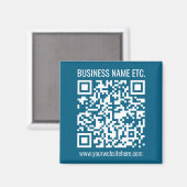 Editierbarer ozeanblauer QR-Code Magnet (Vorderseite/Rückseite)