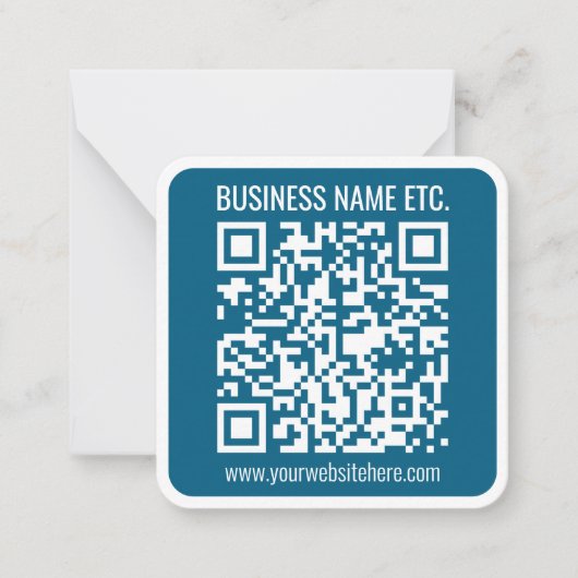 Editierbarer ozeanblauer QR-Code  Mitteilungskarte (Vorderseite)