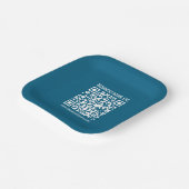 Editierbarer ozeanblauer QR-Code Pappteller (Gewinkelt)