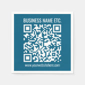 Editierbarer ozeanblauer QR-Code Serviette (Vorderseite)