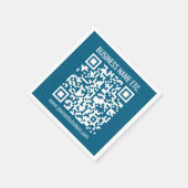 Editierbarer ozeanblauer QR-Code Serviette (Ecke)