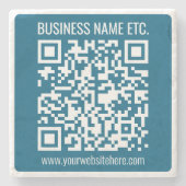 Editierbarer ozeanblauer QR-Code Steinuntersetzer (Vorderseite)