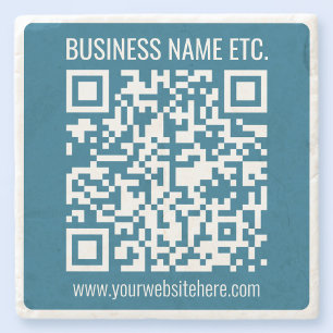 Editierbarer ozeanblauer QR-Code Steinuntersetzer