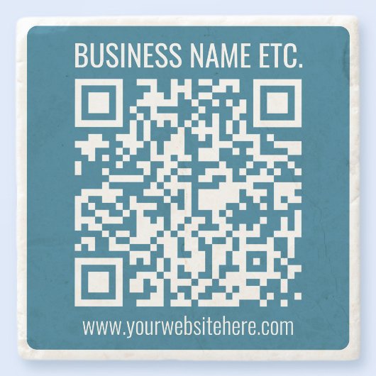 Editierbarer ozeanblauer QR-Code Steinuntersetzer