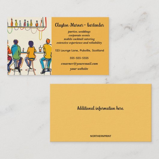 Editierbarer Pub-Barkeeper Visitenkarte (Vorne/Hinten)