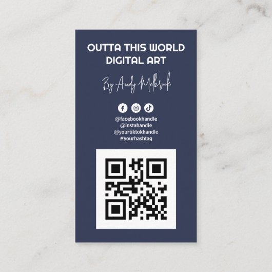 Editierbarer QR-Code für digitale Künstler Visitenkarte (Rückseite)