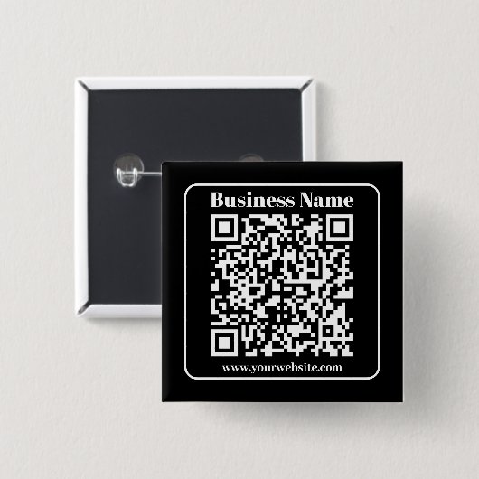 Editierbarer QR-Code Schwarz & Weiß Retro Moderner Button (Vorne & Hinten)