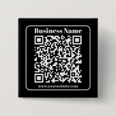 Editierbarer QR-Code Schwarz & Weiß Retro Moderner Button (Vorderseite)