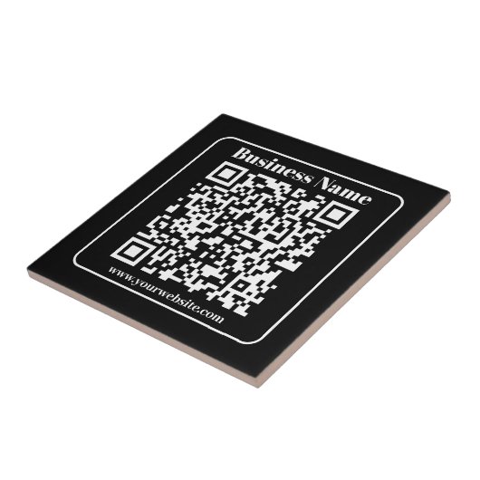 Editierbarer QR-Code Schwarz & Weiß Retro Moderner Fliese (Seite)