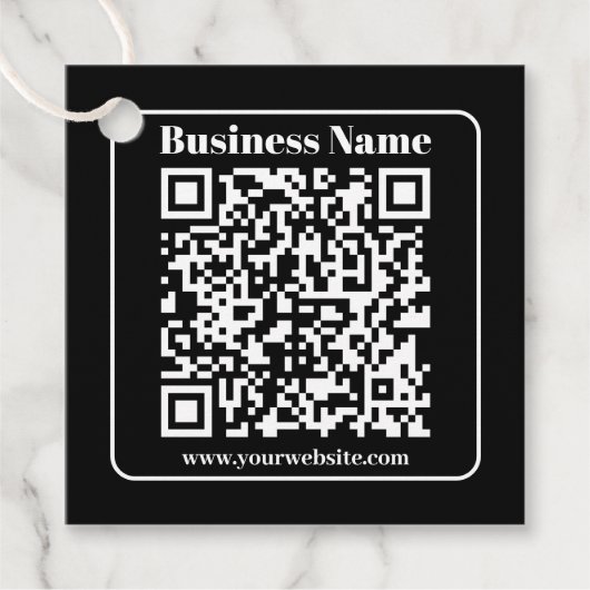 Editierbarer QR-Code Schwarz & Weiß Retro Moderner Geschenkanhänger (Vorderseite)