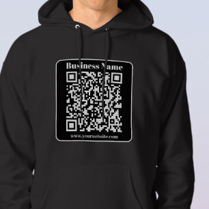 Editierbarer QR-Code Schwarz & Weiß Retro Moderner Hoodie