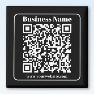 Editierbarer QR-Code Schwarz & Weiß Retro Moderner Magnet