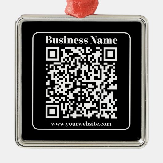 Editierbarer QR-Code Schwarz & Weiß Retro Moderner Ornament Aus Metall (Vorne)