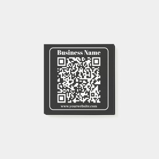 Editierbarer QR-Code Schwarz & Weiß Retro Moderner Post-it Klebezettel (Vorderseite)