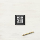 Editierbarer QR-Code Schwarz & Weiß Retro Moderner Post-it Klebezettel (Auf Schreibtisch)