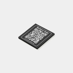Editierbarer QR-Code Schwarz & Weiß Retro Moderner Post-it Klebezettel