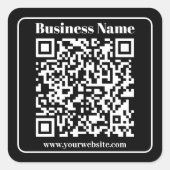 Editierbarer QR-Code Schwarz & Weiß Retro Moderner Quadratischer Aufkleber (Vorderseite)