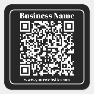 Editierbarer QR-Code Schwarz & Weiß Retro Moderner Quadratischer Aufkleber