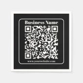 Editierbarer QR-Code Schwarz & Weiß Retro Moderner Serviette (Vorderseite)
