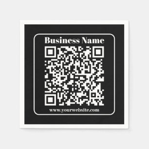 Editierbarer QR-Code Schwarz & Weiß Retro Moderner Serviette