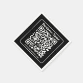 Editierbarer QR-Code Schwarz & Weiß Retro Moderner Serviette (Ecke)