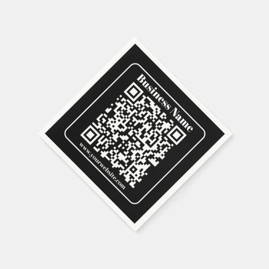 Editierbarer QR-Code Schwarz & Weiß Retro Moderner Serviette (Ecke)