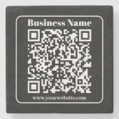 Editierbarer QR-Code Schwarz & Weiß Retro Moderner Steinuntersetzer (Vorderseite)