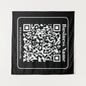 Editierbarer QR-Code Schwarz & Weiß Retro Moderner Wandteppich (Vorderseite (Horizontal))